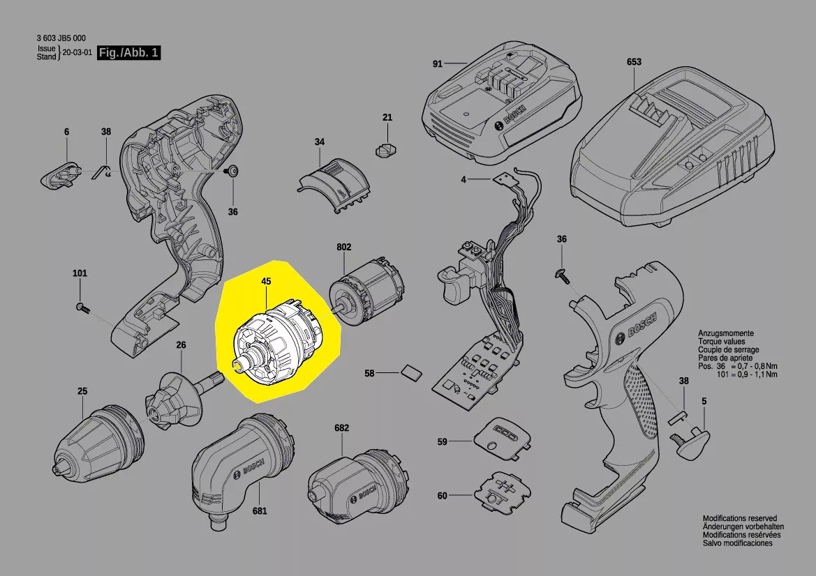 Boîte d\'engrenage planetaire réf. 1 600 A00 Z9S Bosch